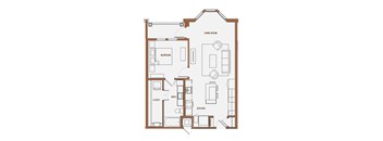 A floor plan of a house with labeled rooms including a bedroom, bath, kitchen, and living room.