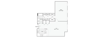 a floor plan of a house with a bedroom and a living room