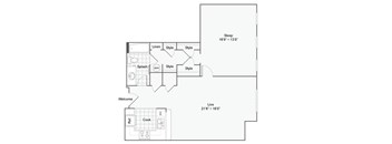 a floor plan of a house with a bedroom and a living room