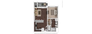 A floor plan of a house with a living room, kitchen, and bathroom.