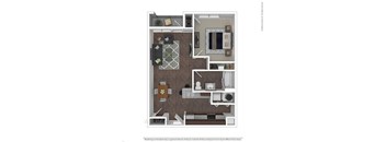 A floor plan of a house with a kitchen, living room, and two bedrooms.
