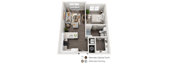 A diagram shows a floor plan of a small apartment with labeled rooms.