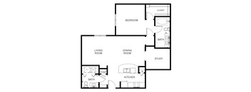 a floor plan of a house with a bedroom and a living room