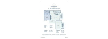 A floor plan for a one bedroom, one bath apartment in Innman Park Apartments.