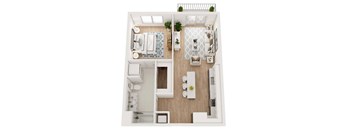 a floor plan of a 1 bedroom apartment