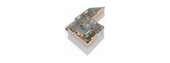 a floor plan of a house with a bathroom and a living room