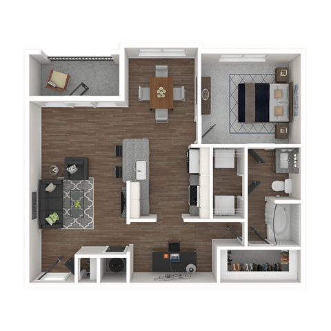 a1 floor plan  1 bedroom with 2 baths  129