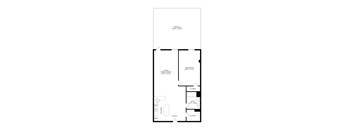 a floor plan of a 1 bedroom apartment with 1 bath