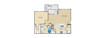 One bedroom, one bath with outdoor patio and large walk in closet