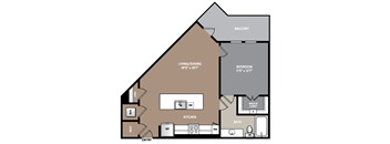 a floor plan of a three bedroom floor plan with an attic and a living room