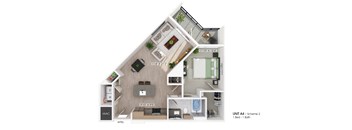this is a 1 bedroom floor plan with a bathroom and a living room