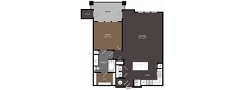 A floor plan of a house with a living room, dining room, kitchen, and bathroom.