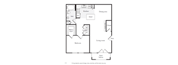 One bedroom, one bathroom with private patio and dining room