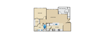 One bedroom, one bath with outdoor patio and large walk in closet