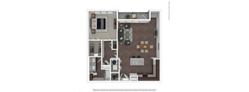 A floor plan of a house with a kitchen, living room, and bathroom.