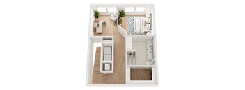 a floor plan of a studio apartment