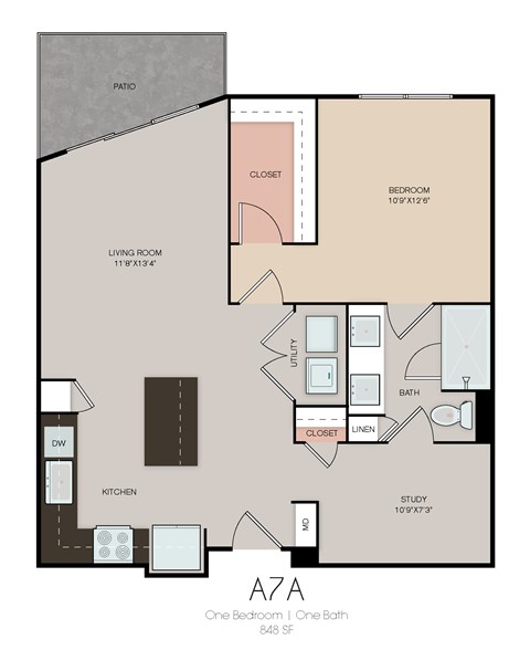 a1a1 floor plan of a 1 bedroom apartment