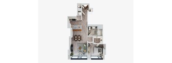 A cutaway view of a modern house showing the interior layout.