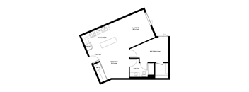 A black and white image of a floor plan for a house.