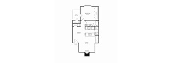 A black and white drawing of a house floor plan.