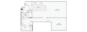 a floor plan of a 1 bedroom floor plan