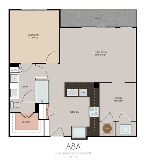 a1a1 floor plan of a 1 bedroom apartment