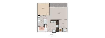 a floor plan of a 403 sq ft apartment
