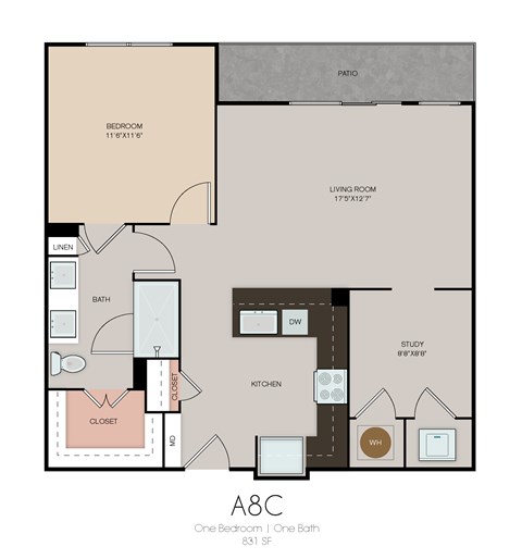 a floor plan of a 403 sq ft apartment