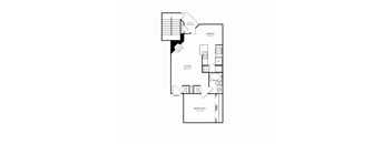 A floor plan of a home with a living room, dining room, and bedroom.