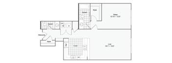 a floor plan of a small house with a bedroom and a living room