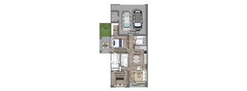 A floor plan of a house with a garage, laundry room, and a family room.