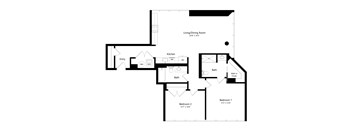 a floor plan of a house with a bedroom and a living room