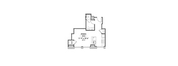 A floor plan of a studio apartment with dimensions 11'-9" x 10'-6" and area of 397 square feet.