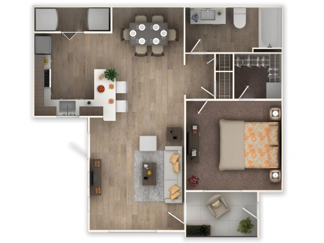 one bed one bath with small patio