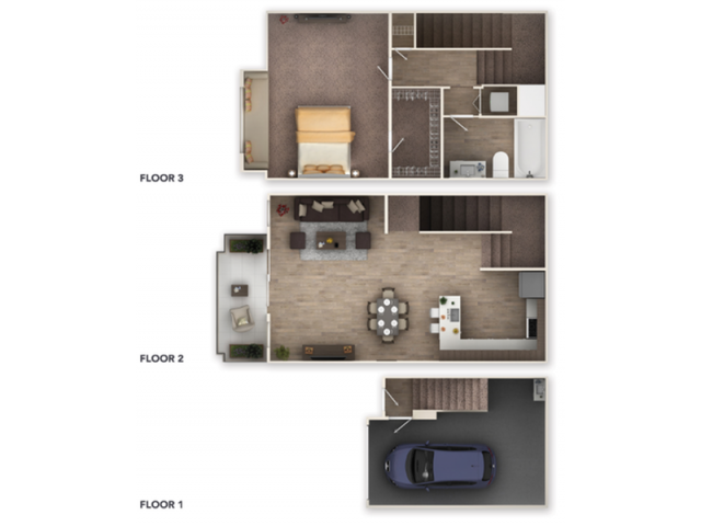 One bed one bath with garage 796 sqft