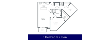 A floor plan of a one bedroom den.