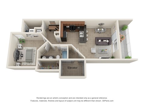 Alessi 1 Bedroom Floor Plan