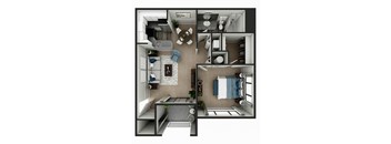 a floor plan of our studio apartments at university gardens in tempe, az