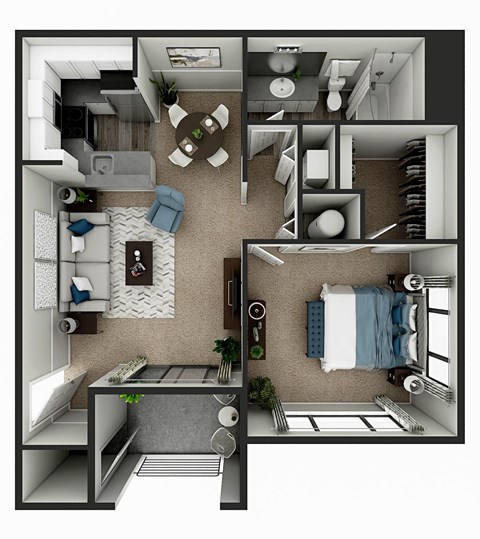 a floor plan of our studio apartments at university gardens in tempe, az