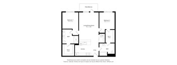 A black and white floor plan of a two bedroom apartment.