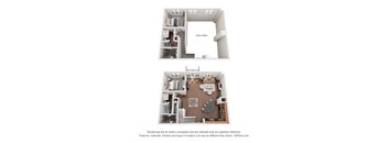 A floor plan of a house with a kitchen, living room, and bedrooms.