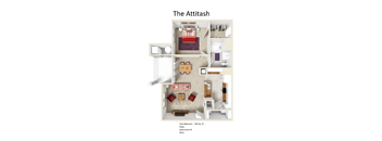 A 764 square foot one bedroom apartment is for rent.