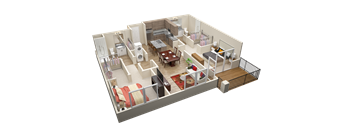 a floor plan of a house with a living room and a dining room