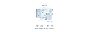 A blueprint of apartment B1 with two bedrooms and two bathrooms.