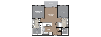 a floor plan of a three story floor plan with bedrooms and a large living room