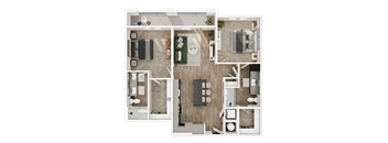 A detailed floor plan of a modern apartment layout.