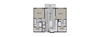 a floor plan of a living room and a bedroom