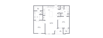 A black and white image of a house floor plan.