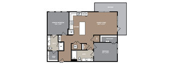 a floor plan of a residence with an l shaped floor plan with bedrooms and a