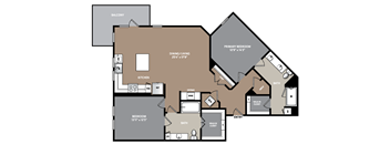 a floor plan of a two story house with a bedroom and a living room